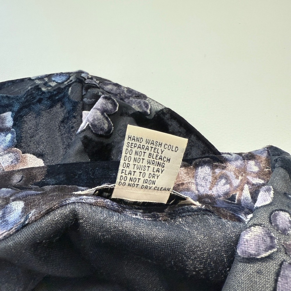 Notations Sheer Dark Floral Burnout Velvet Button Up Top 2X Fairy Whimsigoth - Picture 5 of 6